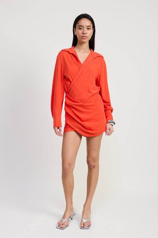 MNI LONG SLEEVE COLLARED WRAP DRESS - Shop Style & More | Fresh Looks, Everyday Deals & Free Shipping