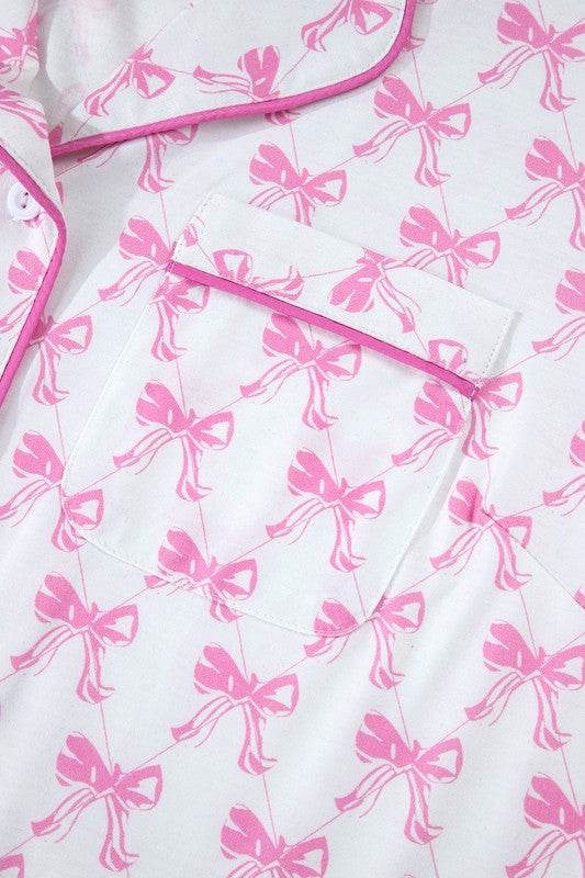 Bowknot Shirt and Ruffle Hem Shorts Pajama Set - Shop Style & More | Fresh Looks, Everyday Deals & Free Shipping