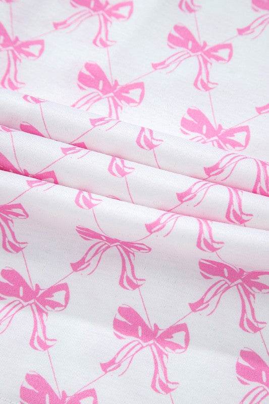 Bowknot Shirt and Ruffle Hem Shorts Pajama Set - Shop Style & More | Fresh Looks, Everyday Deals & Free Shipping