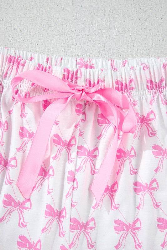 Bowknot Shirt and Ruffle Hem Shorts Pajama Set - Shop Style & More | Fresh Looks, Everyday Deals & Free Shipping