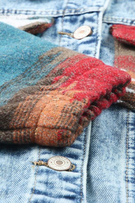 Geometric Print Frayed Hem Denim Jacket - Shop Style & More | Fresh Looks, Everyday Deals & Free Shipping