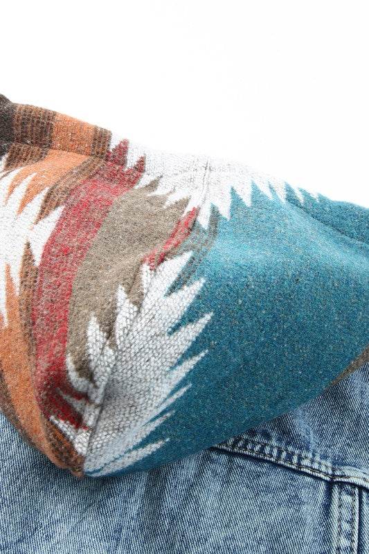 Geometric Print Frayed Hem Denim Jacket - Shop Style & More | Fresh Looks, Everyday Deals & Free Shipping