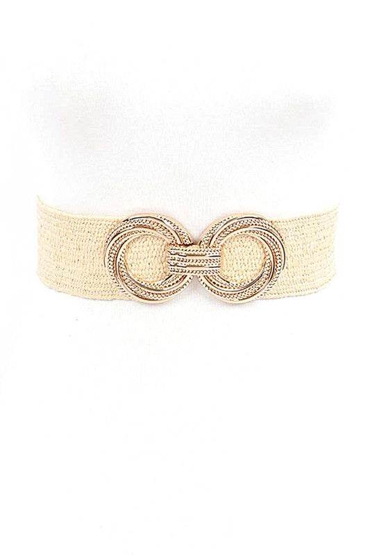 Double Circle Buckle Elastic Faux Straw Belt - Shop Style & More | Fresh Looks, Everyday Deals & Free Shipping