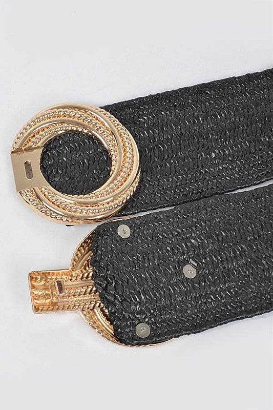 Double Circle Buckle Elastic Faux Straw Belt - Shop Style & More | Fresh Looks, Everyday Deals & Free Shipping
