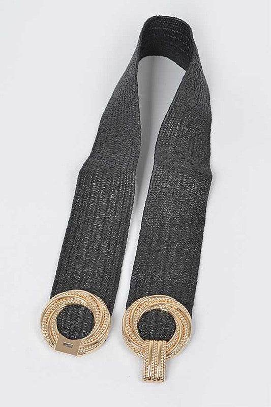 Double Circle Buckle Elastic Faux Straw Belt - Shop Style & More | Fresh Looks, Everyday Deals & Free Shipping