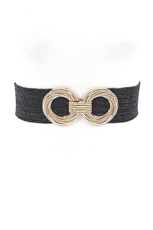 Double Circle Buckle Elastic Faux Straw Belt - Shop Style & More | Fresh Looks, Everyday Deals & Free Shipping