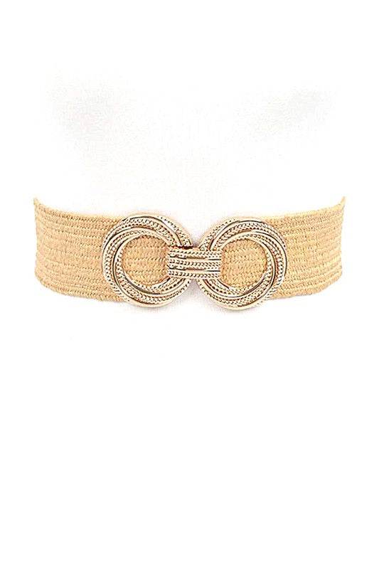 Double Circle Buckle Elastic Faux Straw Belt - Shop Style & More | Fresh Looks, Everyday Deals & Free Shipping