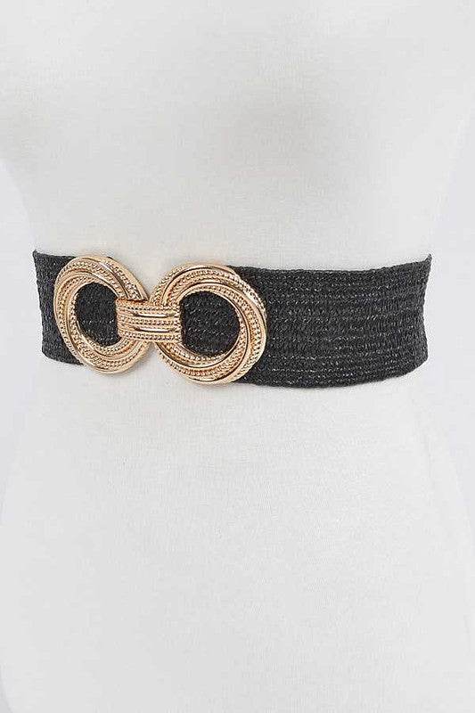 Double Circle Buckle Elastic Faux Straw Belt - Shop Style & More | Fresh Looks, Everyday Deals & Free Shipping