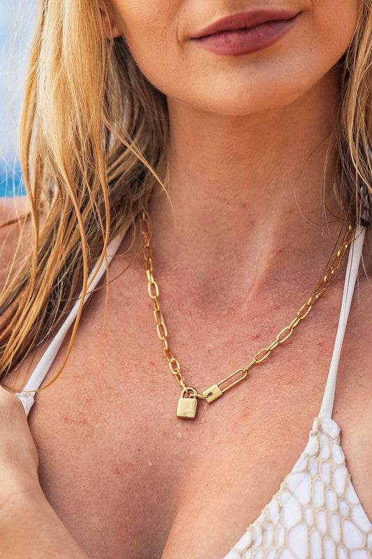 18K STAINLESS STEEL LOCK & CLIP CHAIN NECKLACE - Shop Style & More | Fresh Looks, Everyday Deals & Free Shipping