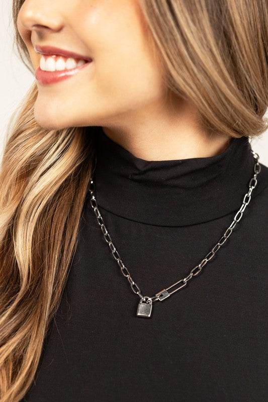 18K STAINLESS STEEL LOCK & CLIP CHAIN NECKLACE - Shop Style & More | Fresh Looks, Everyday Deals & Free Shipping