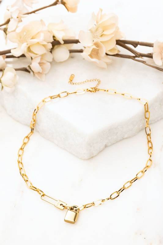18K STAINLESS STEEL LOCK & CLIP CHAIN NECKLACE - Shop Style & More | Fresh Looks, Everyday Deals & Free Shipping