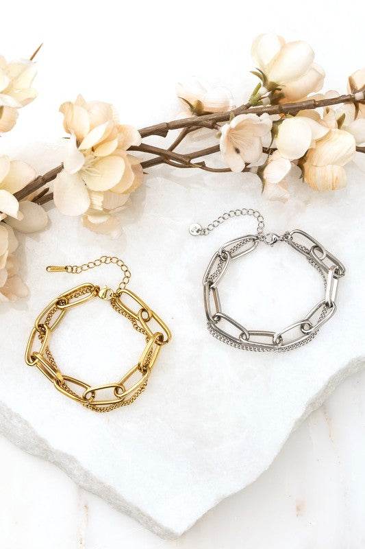 18K STAINLESS STEEL LAYERED PAPERCLIP BRACELET - Shop Style & More | Fresh Looks, Everyday Deals & Free Shipping