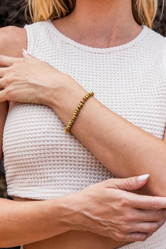 18K STAINLESS STEEL TWISTED BEAD BRACELET - Shop Style & More | Fresh Looks, Everyday Deals & Free Shipping