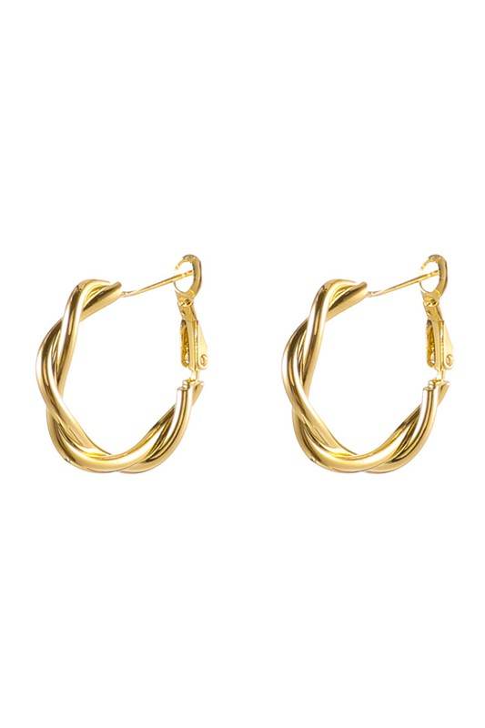 18K STAINLESS STEEL TWISTED HOOP EARRINGS - Shop Style & More | Fresh Looks, Everyday Deals & Free Shipping