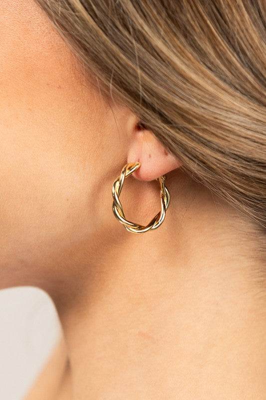 18K STAINLESS STEEL TWISTED HOOP EARRINGS - Shop Style & More | Fresh Looks, Everyday Deals & Free Shipping
