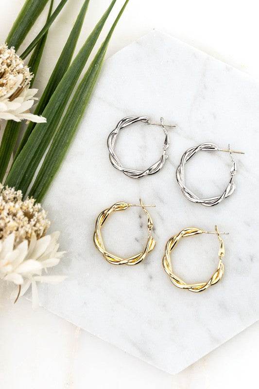 18K STAINLESS STEEL TWISTED HOOP EARRINGS - Shop Style & More | Fresh Looks, Everyday Deals & Free Shipping