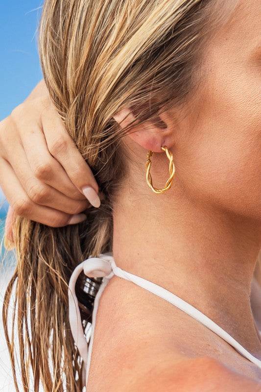 18K STAINLESS STEEL TWISTED HOOP EARRINGS - Shop Style & More | Fresh Looks, Everyday Deals & Free Shipping
