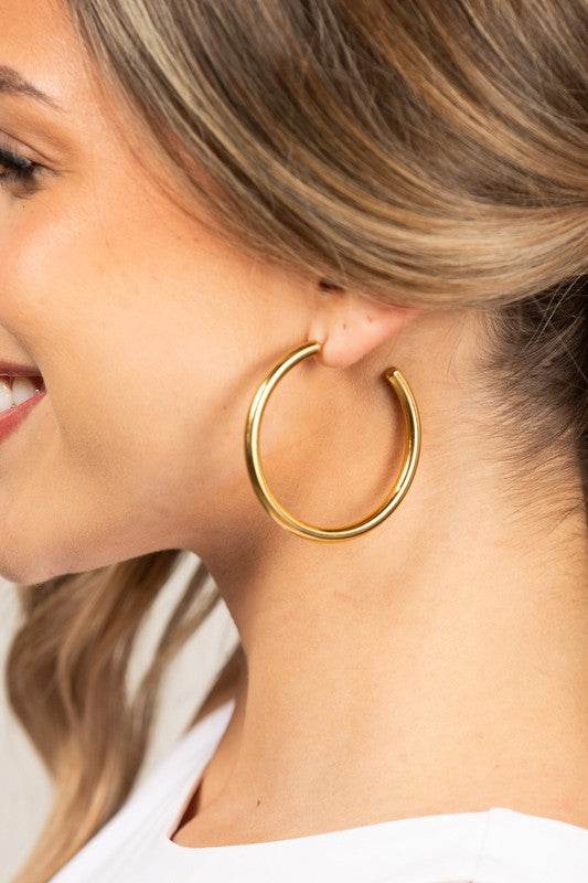14K STAINLESS STEEL OPEN HOOP EARRINGS - Shop Style & More | Fresh Looks, Everyday Deals & Free Shipping