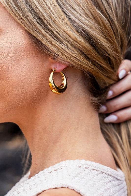 18K STAINLESS STEEL MOD HOOP EARRINGS - Shop Style & More | Fresh Looks, Everyday Deals & Free Shipping