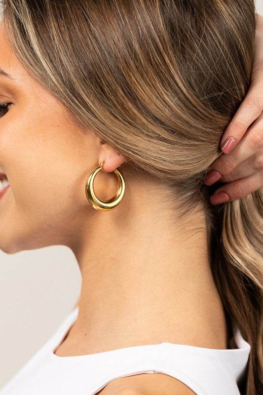 18K STAINLESS STEEL MOD HOOP EARRINGS - Shop Style & More | Fresh Looks, Everyday Deals & Free Shipping