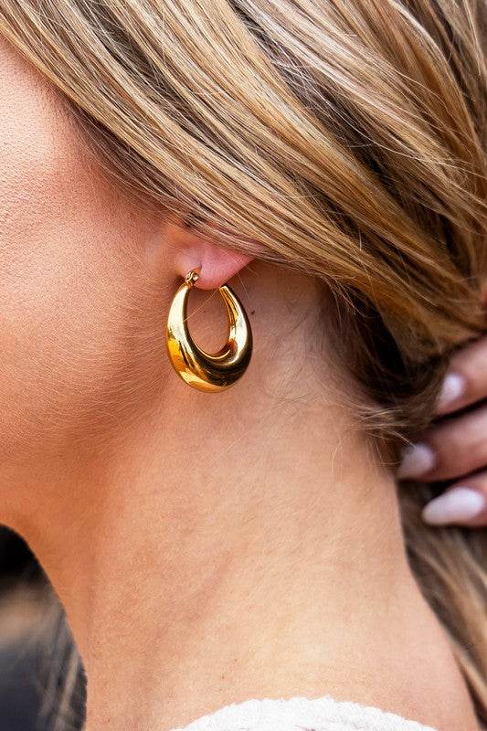 18K STAINLESS STEEL MOD HOOP EARRINGS - Shop Style & More | Fresh Looks, Everyday Deals & Free Shipping