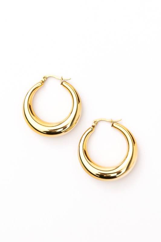 18K STAINLESS STEEL MOD HOOP EARRINGS - Shop Style & More | Fresh Looks, Everyday Deals & Free Shipping