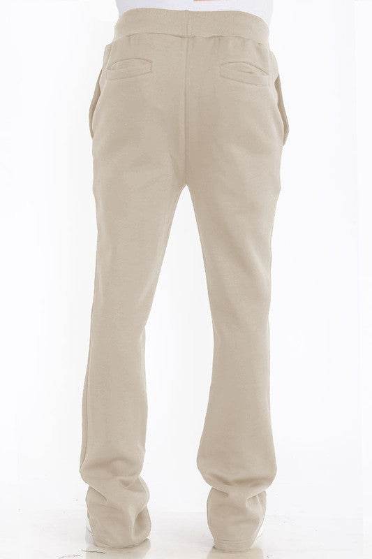Mens Solid Fleece Flare Stacked PANTS - Shop Style & More | Fresh Looks, Everyday Deals & Free Shipping