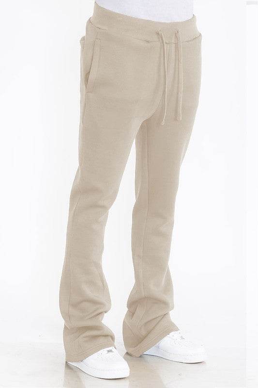 Mens Solid Fleece Flare Stacked PANTS - Shop Style & More | Fresh Looks, Everyday Deals & Free Shipping