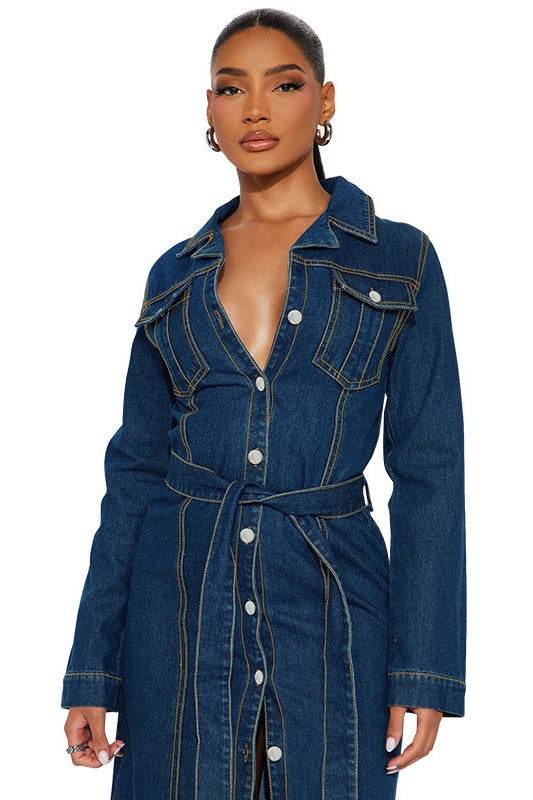 WOMEN FASHION DENIM LONG MAXI DRESS - Shop Style & More | Fresh Looks, Everyday Deals & Free Shipping