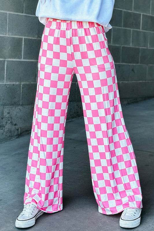 2-Tone Checked Print High Waist Wide Leg Pants - Shop Style & More | Fresh Looks, Everyday Deals & Free Shipping