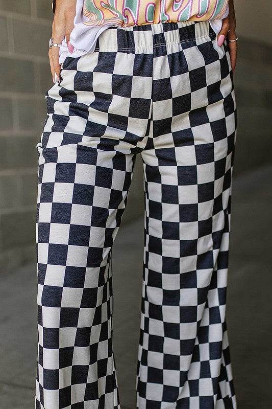 2-Tone Checked Print High Waist Wide Leg Pants - Shop Style & More | Fresh Looks, Everyday Deals & Free Shipping