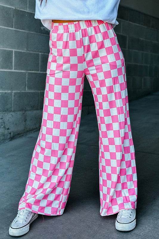 2-Tone Checked Print High Waist Wide Leg Pants - Shop Style & More | Fresh Looks, Everyday Deals & Free Shipping