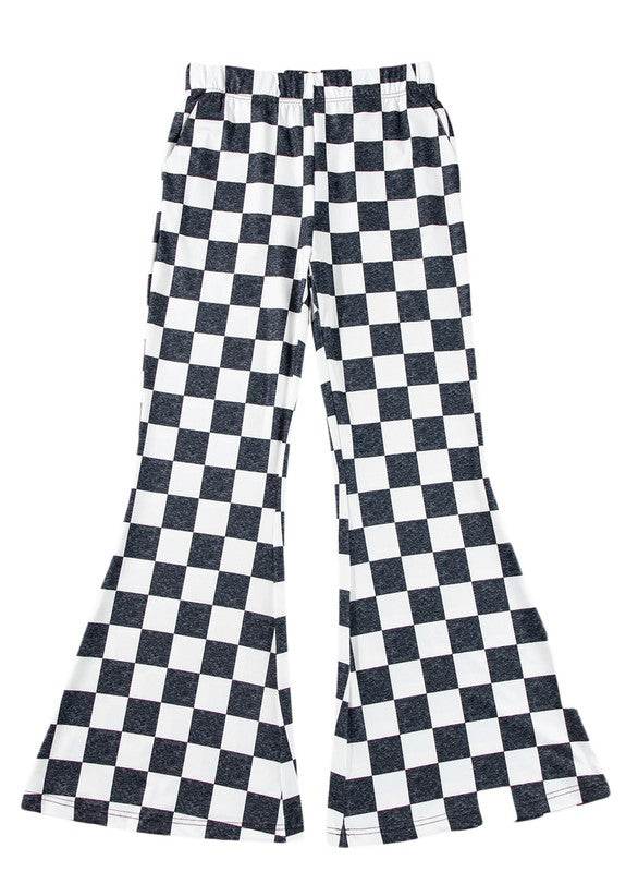 Black Checkerboard High Rise Casual Flared Pants - Shop Style & More | Fresh Looks, Everyday Deals & Free Shipping