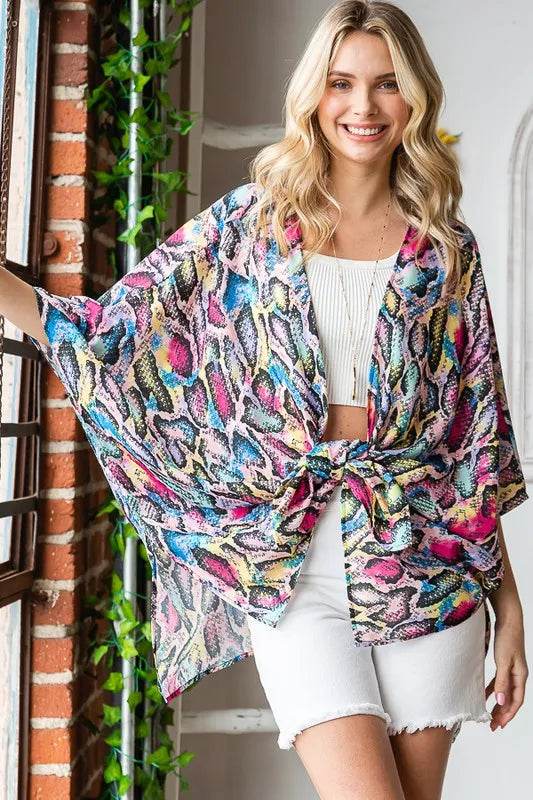 Heimish Full Size Multi Color Snake Open Cardigan Plus Size - Shop Style & More | Fresh Looks, Everyday Deals & Free Shipping