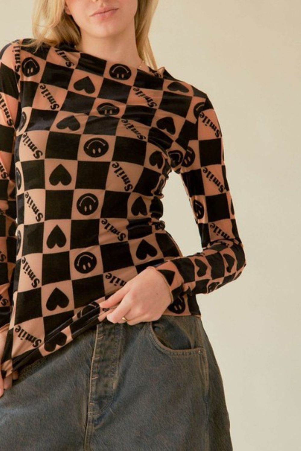 Davi & Dani Heart Print Long Sleeve Top - Shop Style & More | Fresh Looks, Everyday Deals & Free Shipping