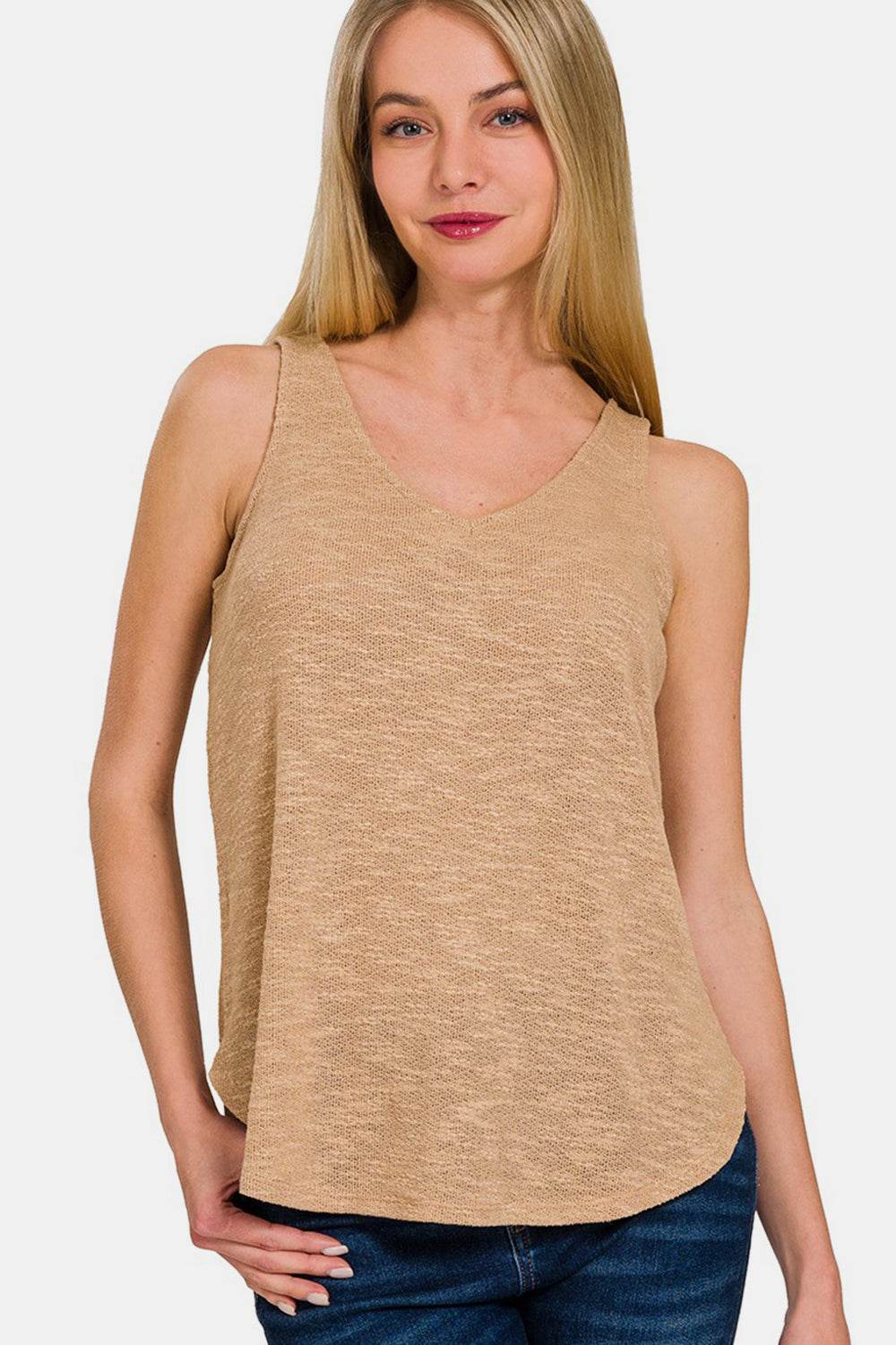 Zenana V-Neck Curved Hem Tank - Shop Style & More | Fresh Looks, Everyday Deals & Free Shipping