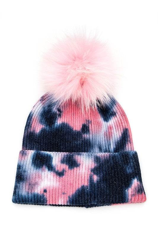 Tie Dyed Natural Raccoon Fur Pom Beanie - Shop Style & More | Fresh Looks, Everyday Deals & Free Shipping