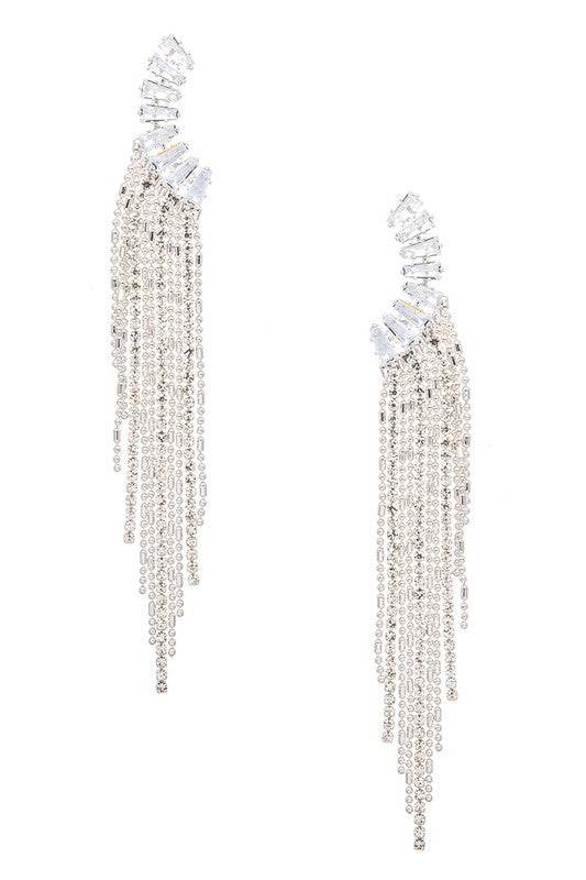 CZ Fringe Chain Drop Chandelier Earrings - Shop Style & More | Fresh Looks, Everyday Deals & Free Shipping