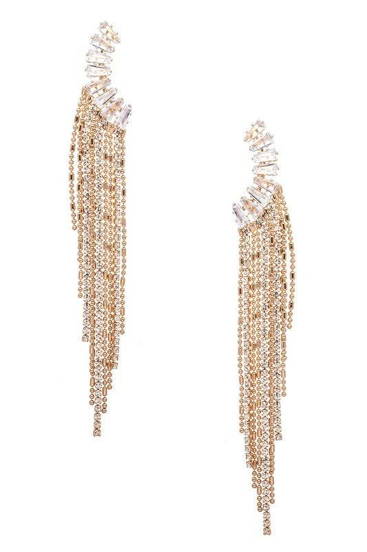 CZ Fringe Chain Drop Chandelier Earrings - Shop Style & More | Fresh Looks, Everyday Deals & Free Shipping