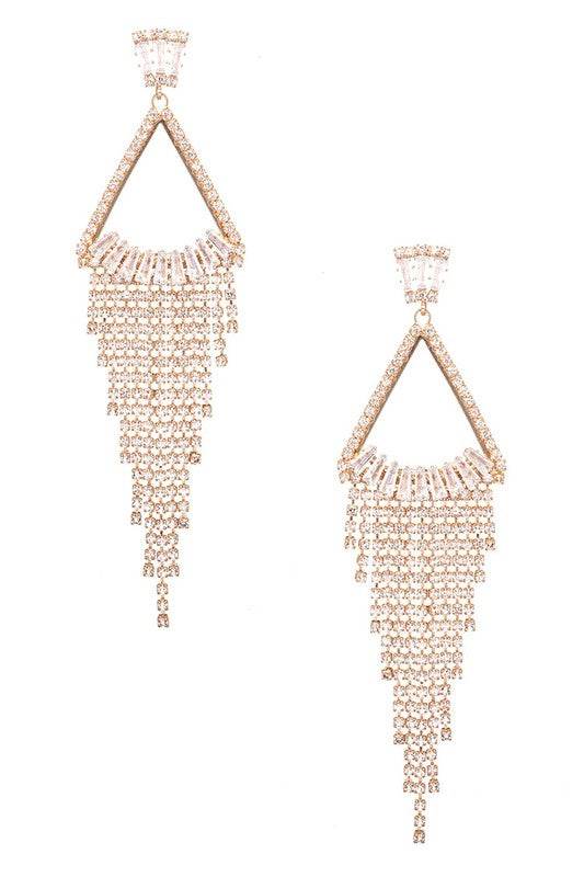 Fringe Rhinestone Drop CZ Earrings - Shop Style & More | Fresh Looks, Everyday Deals & Free Shipping