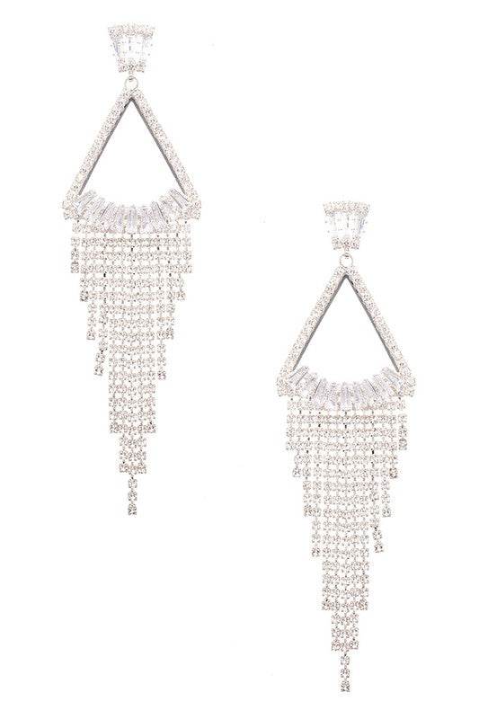 Fringe Rhinestone Drop CZ Earrings - Shop Style & More | Fresh Looks, Everyday Deals & Free Shipping