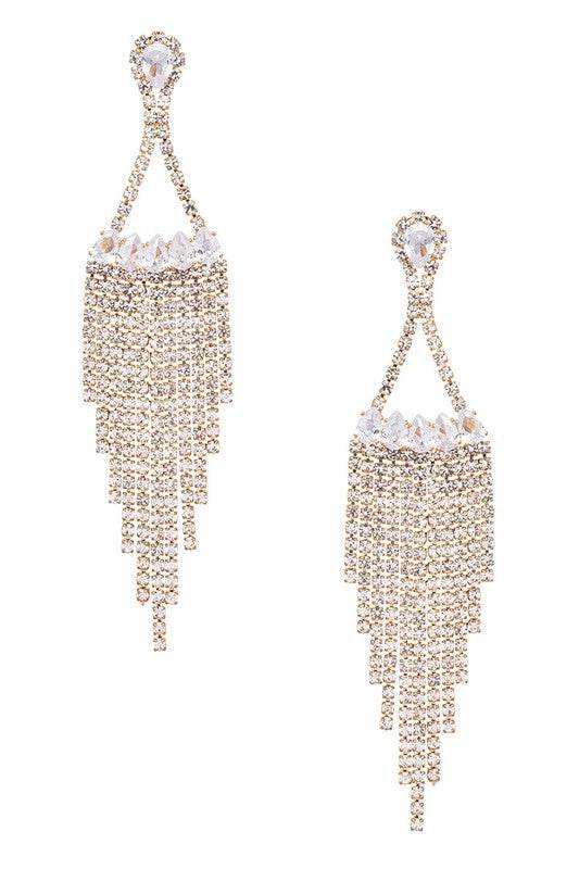 Fringe Rhinestone CZ Chandelier Earrings - Shop Style & More | Fresh Looks, Everyday Deals & Free Shipping