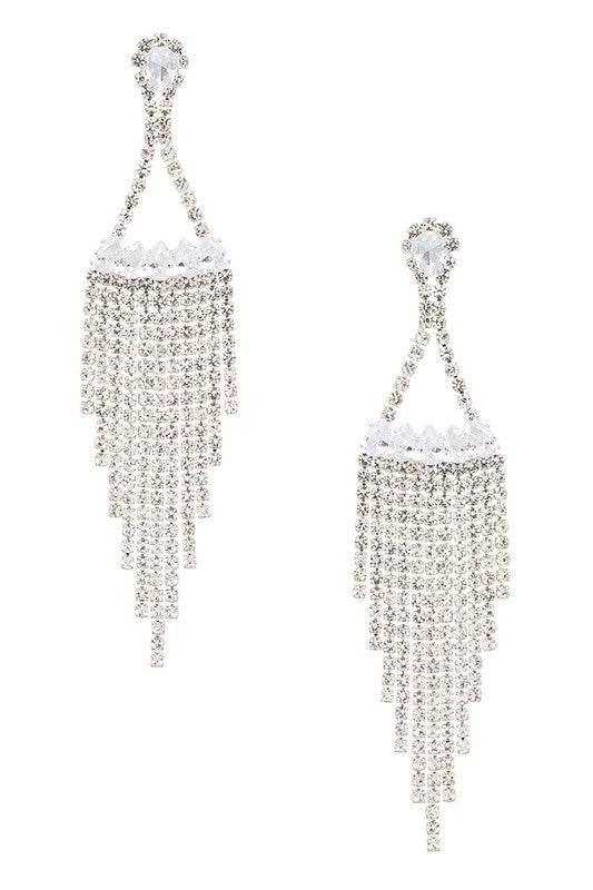 Fringe Rhinestone CZ Chandelier Earrings - Shop Style & More | Fresh Looks, Everyday Deals & Free Shipping