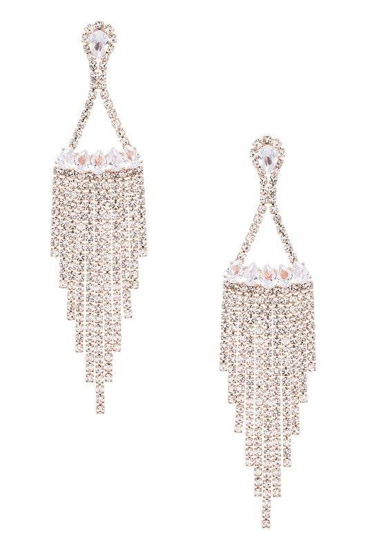 Fringe Rhinestone CZ Chandelier Earrings - Shop Style & More | Fresh Looks, Everyday Deals & Free Shipping