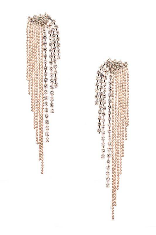 Rhinestone Fringe Chain Drop Earrings - Shop Style & More | Fresh Looks, Everyday Deals & Free Shipping