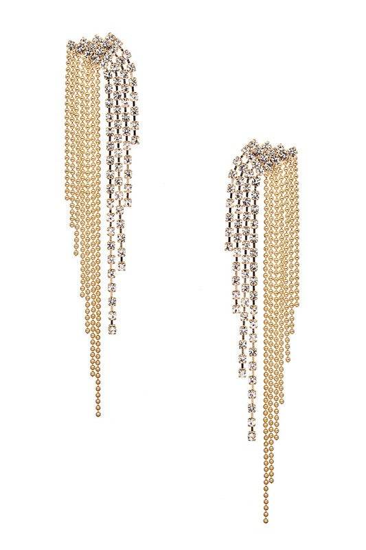 Rhinestone Fringe Chain Drop Earrings - Shop Style & More | Fresh Looks, Everyday Deals & Free Shipping