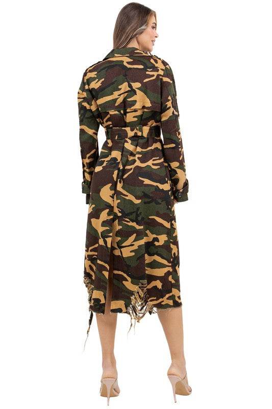 WOMEN FASHION CAMOFLAGE LONG TRENCH COAT - Shop Style & More | Fresh Looks, Everyday Deals & Free Shipping