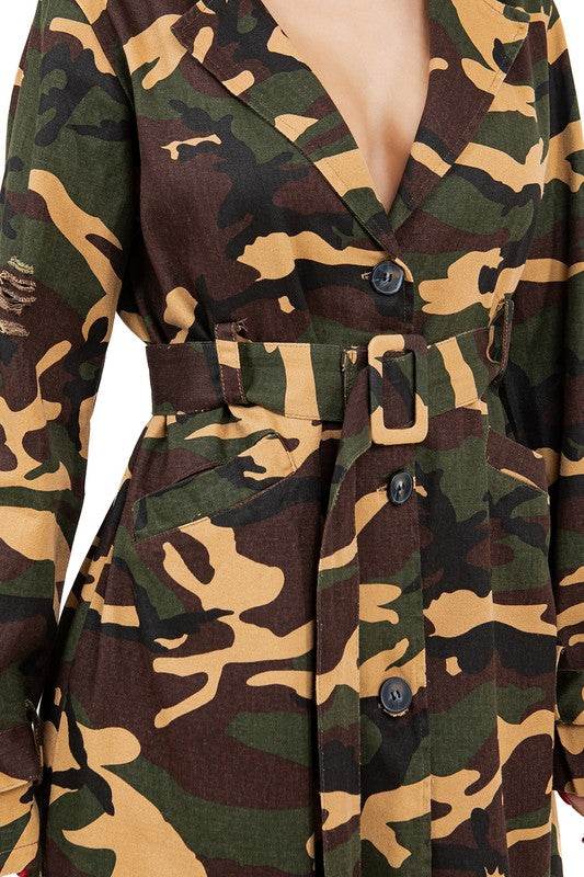 WOMEN FASHION CAMOFLAGE LONG TRENCH COAT - Shop Style & More | Fresh Looks, Everyday Deals & Free Shipping