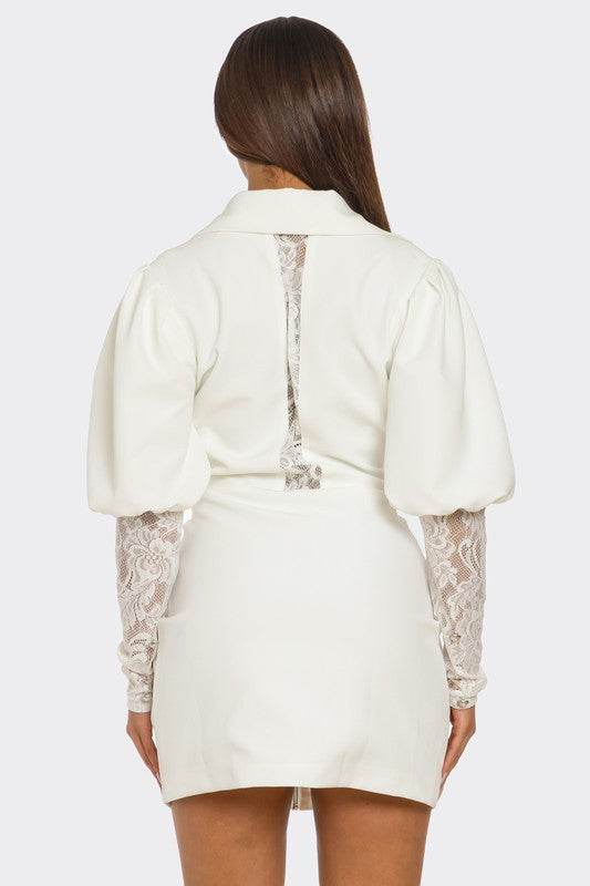 HALF PACK White Puff-Sleeve Zip-Up Dress - Shop Style & More | Fresh Looks, Everyday Deals & Free Shipping