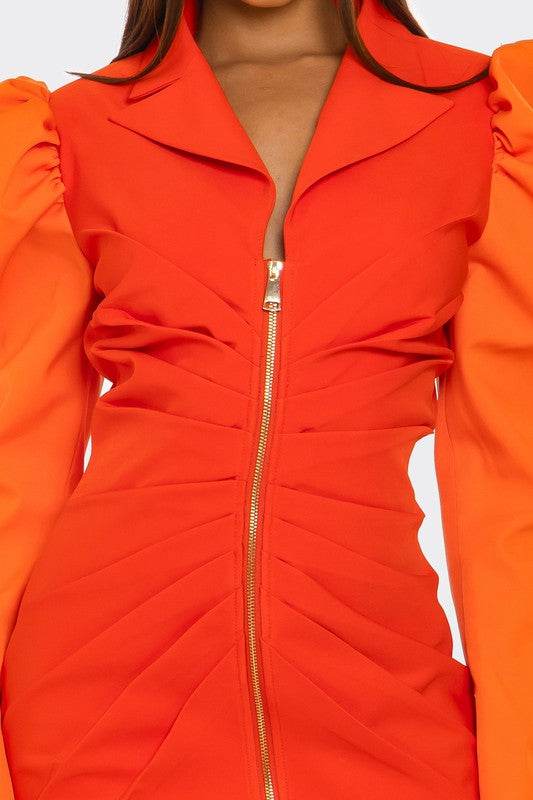 Two-Tone Orange Zip-Up Dress - Shop Style & More | Fresh Looks, Everyday Deals & Free Shipping